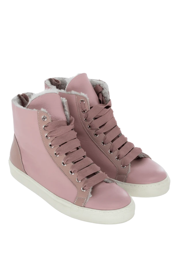 Santoni woman pink suede sneakers for women 174312 - photo 3