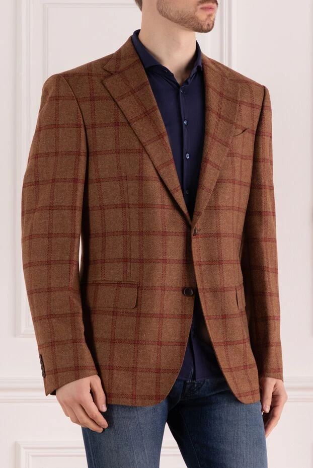 Sartoria Latorre men's premium brown wool and cashmere checkered jacket
 147417 - photo 3