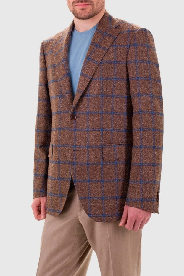 Sartoria Latorre luxury brown wool jacket with alpaca in an expressive check
 147419 - photo 3