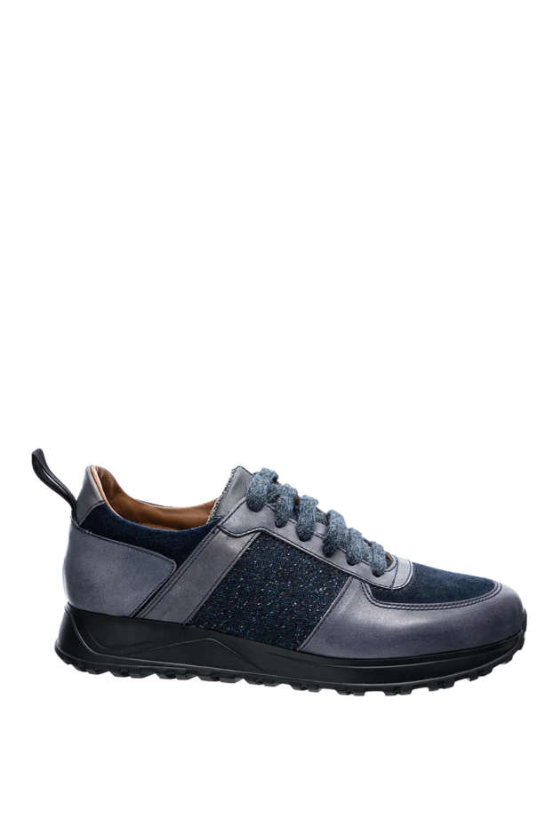 Doucal`s man sneakers in leather and textile blue for men купить с ценами и фото 147424 - photo 1