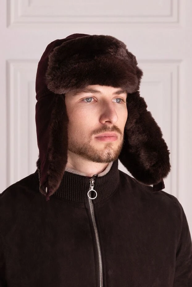 Tombolini man burgundy men's hat made of wool and natural fur купить с ценами и фото 147438 - photo 2