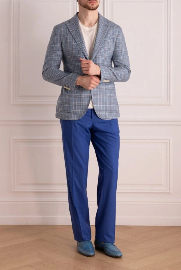 Lubiam man blue silk and wool jacket for men купить с ценами и фото 147445 - photo 2