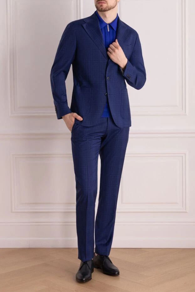 Cesare di Napoli man men's suit made of wool, blue купить с ценами и фото 147463 - photo 2