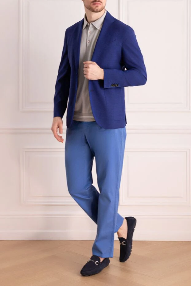 Lubiam man blue wool and linen jacket for men купить с ценами и фото 147467 - photo 2