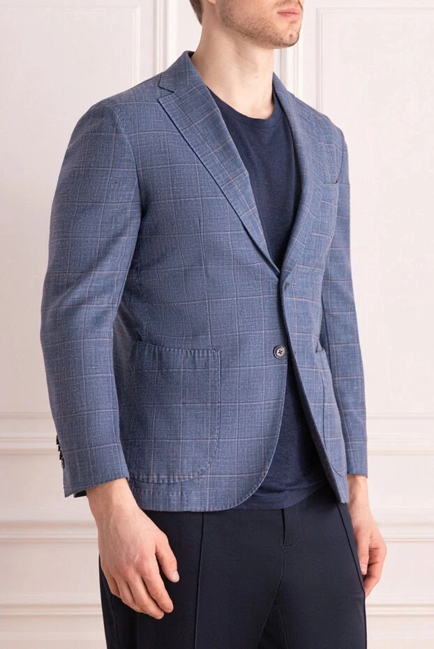Lubiam blue and grey checked cotton patch pocket jacket 147469 - photo 3