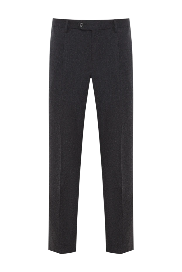 Black soft wool trousers with classic fastening - photo 1
