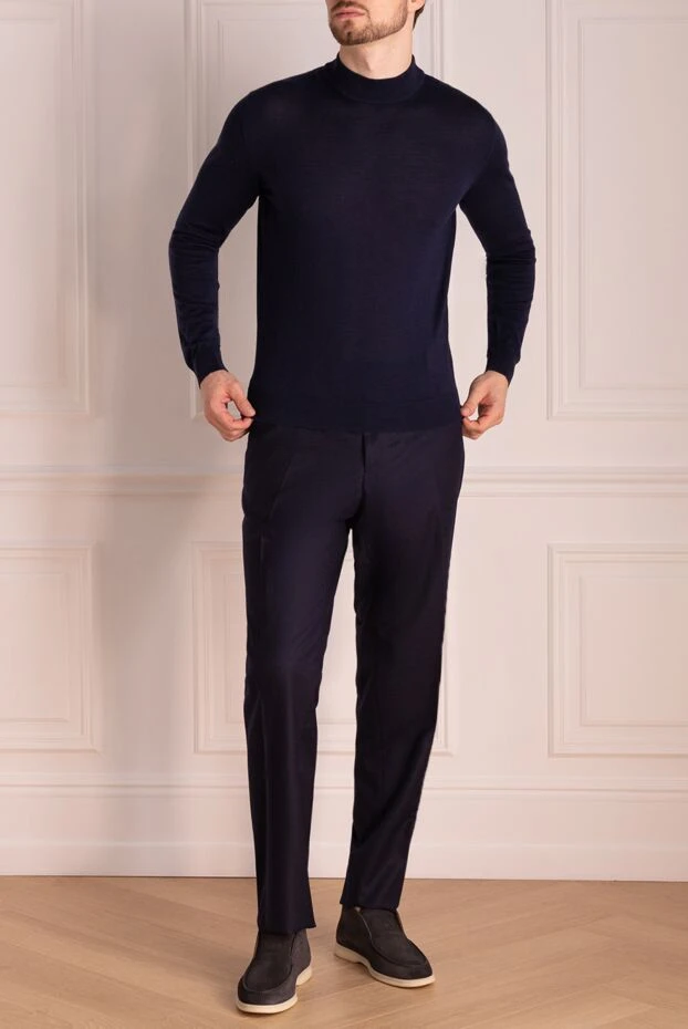 Lubiam man blue wool trousers for men купить с ценами и фото 147476 - photo 2