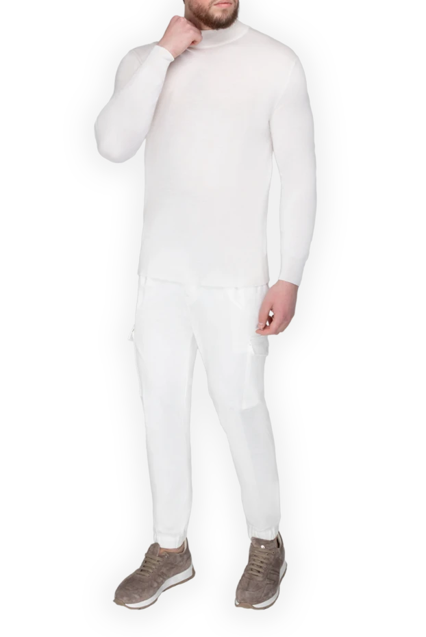 Cesare di Napoli man white wool and cashmere turtleneck jumper for men купить с ценами и фото 147491 - photo 2