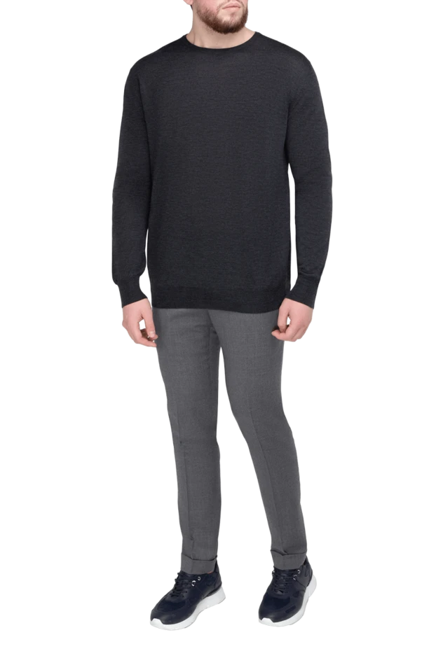 Cesare di Napoli man cashmere and silk jumper gray for men купить с ценами и фото 147496 - photo 2