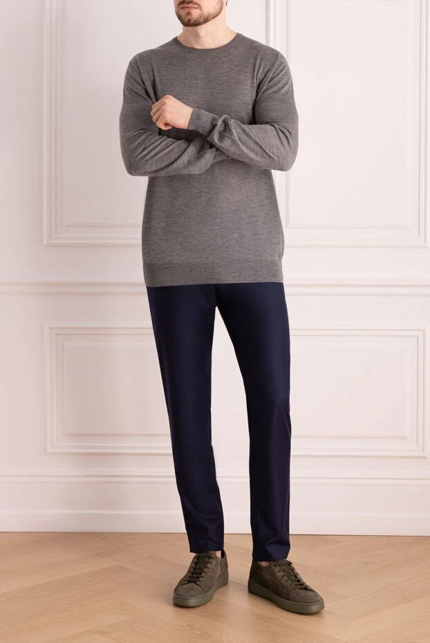 Cesare di Napoli man cashmere and silk jumper gray for men купить с ценами и фото 147497 - photo 2