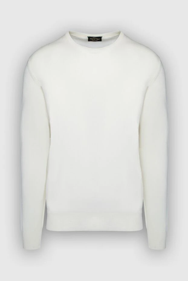 Cesare di Napoli man cashmere and silk jumper white for men купить с ценами и фото 147499 - photo 1