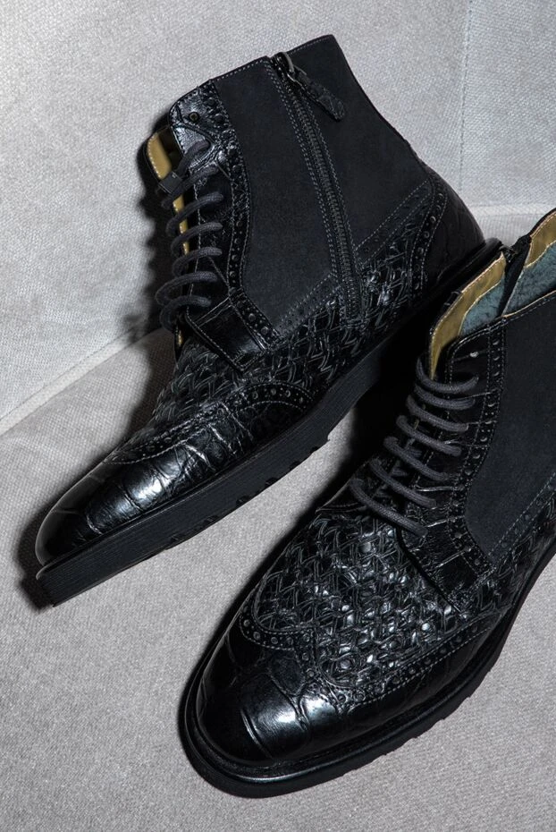 Tardini ерлердің былғары және аллигатор етіктері қара 147552 - фото 3