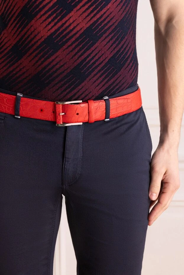 Cesare di Napoli man red crocodile leather belt for men купить с ценами и фото 147582 - photo 2