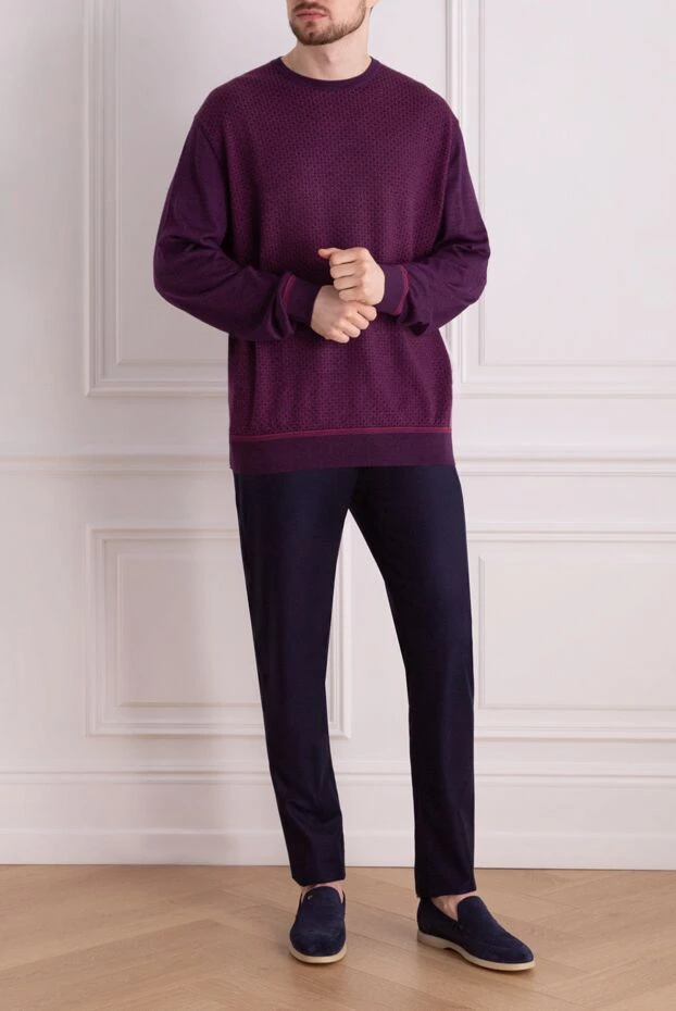 Stefano Ricci фиолетовый джемпер из кашемира и шелка с микрорисунком 147667 - фото 2