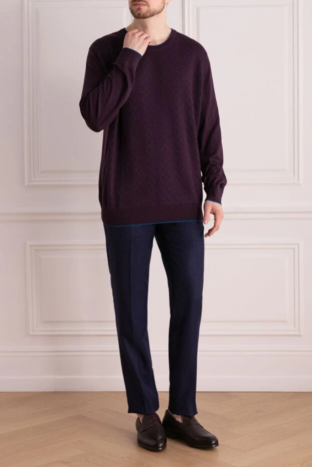 Knitted jumper made of cashmere and silk with a diamond pattern - photo 2