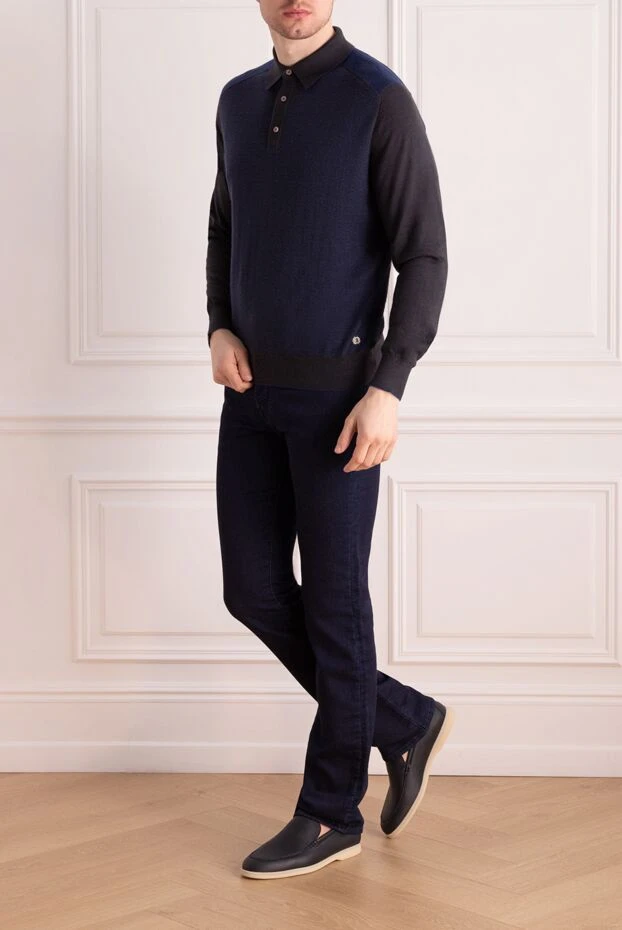 Тегіс жеңді және текстуралы алдыңғы жағы бар ұзын жеңді поло жейдесі - фото 2