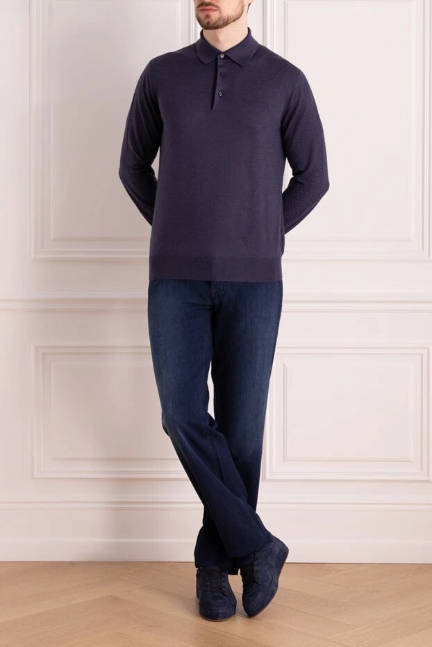 Графиттен жасалған, тегіс құрылымды ұзын жеңді поло жейдесі - фото 2