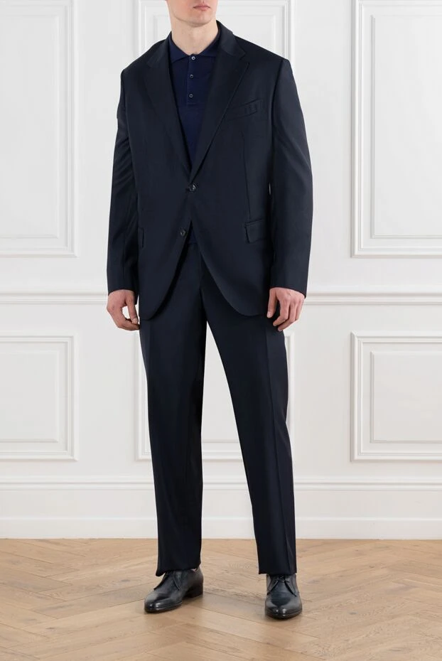 Костюм шерстяной темно-синий деловой мужской - фото 2