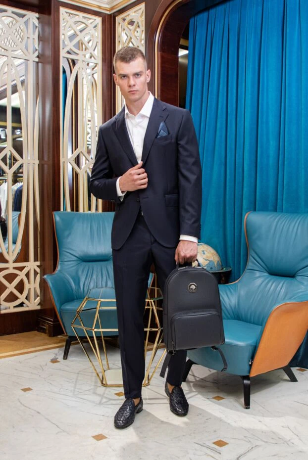 Sartoria Latorre костюм-двойка шерстяной темно-синий классический мужской 147747 - фото 2