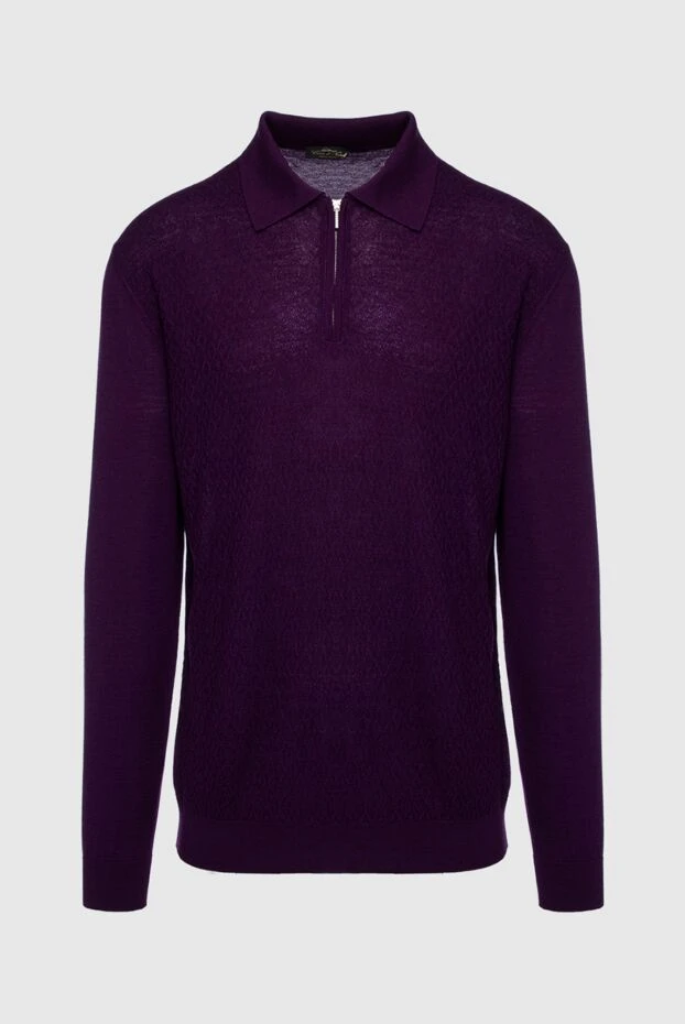 Cesare di Napoli man wool, silk and cashmere long sleeve polo violet for men купить с ценами и фото 147760 - photo 1