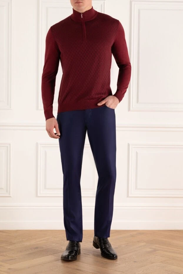 Cesare di Napoli man wool, cashmere and silk troyer burgundy for men купить с ценами и фото 147764 - photo 2