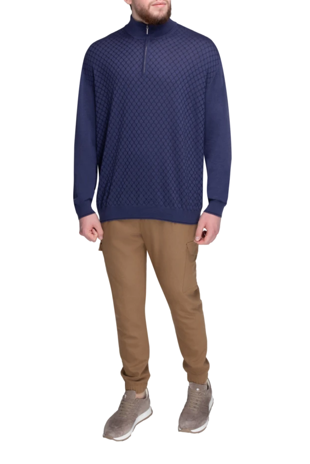 Cesare di Napoli man wool, cashmere and silk troyer blue for men купить с ценами и фото 147767 - photo 2