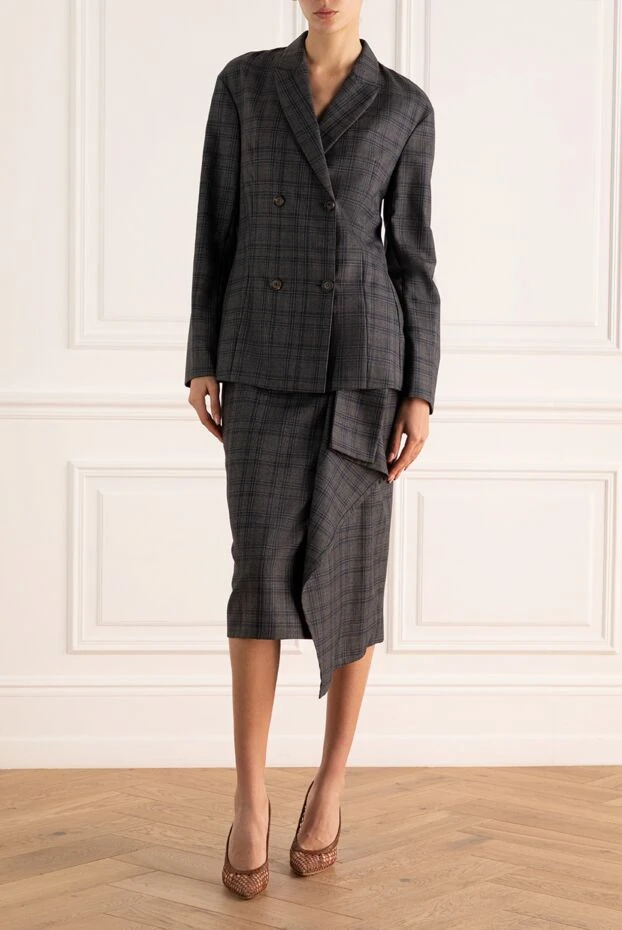 Brunello Cucinelli woman gray women's suit with wool skirt купить с ценами и фото 147841 - photo 2