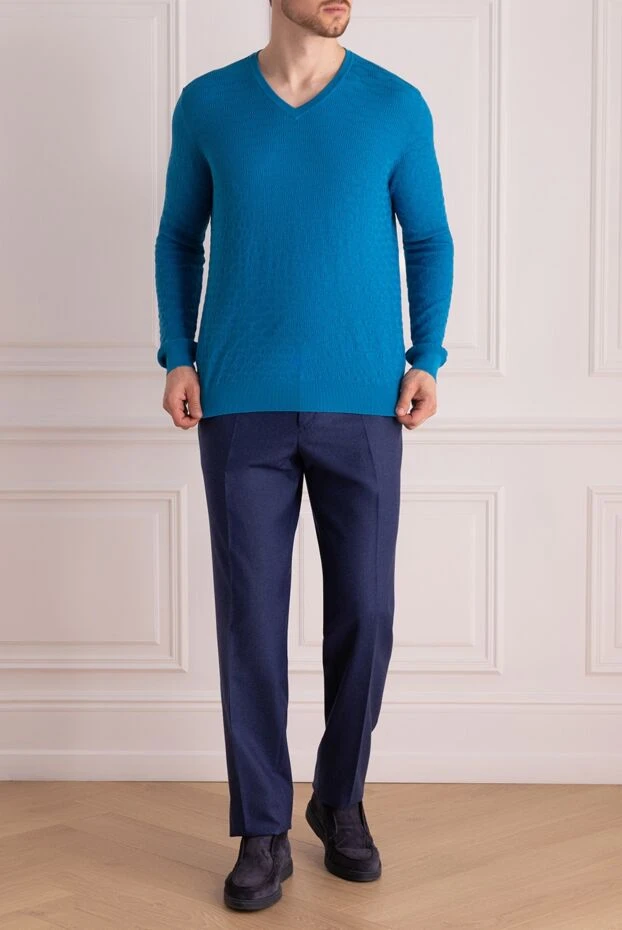 Sartoria Latorre man men's blue wool trousers купить с ценами и фото 147997 - photo 2