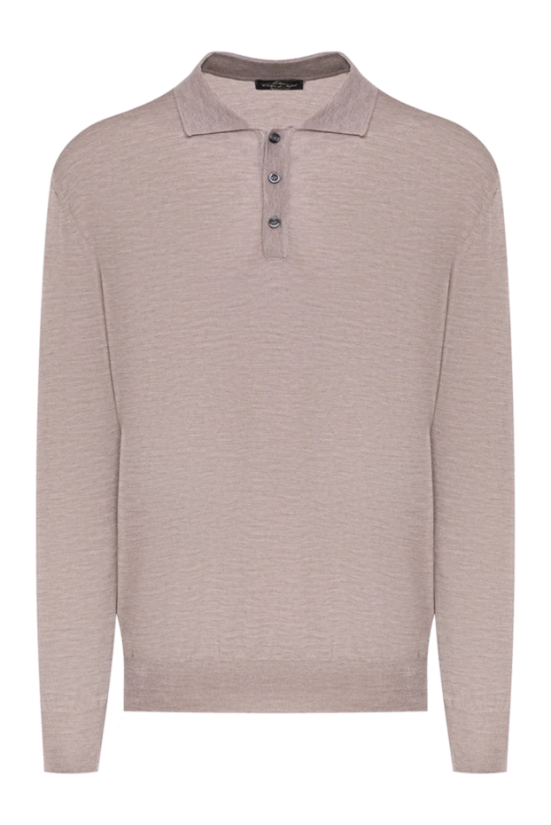 Cesare di Napoli man wool and cashmere long sleeve polo beige for men купить с ценами и фото 148028 - photo 1