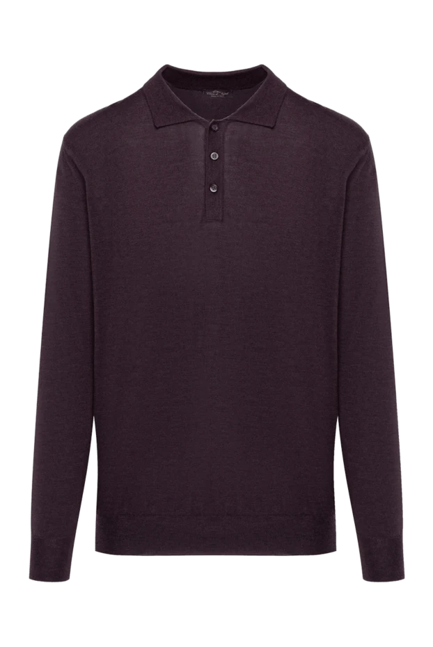 Cesare di Napoli man wool and cashmere long sleeve polo violet for men купить с ценами и фото 148030 - photo 1