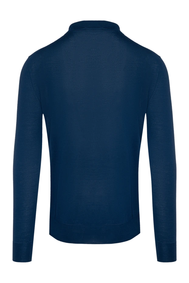 Cesare di Napoli man wool and cashmere long sleeve polo blue for men купить с ценами и фото 148038 - photo 2