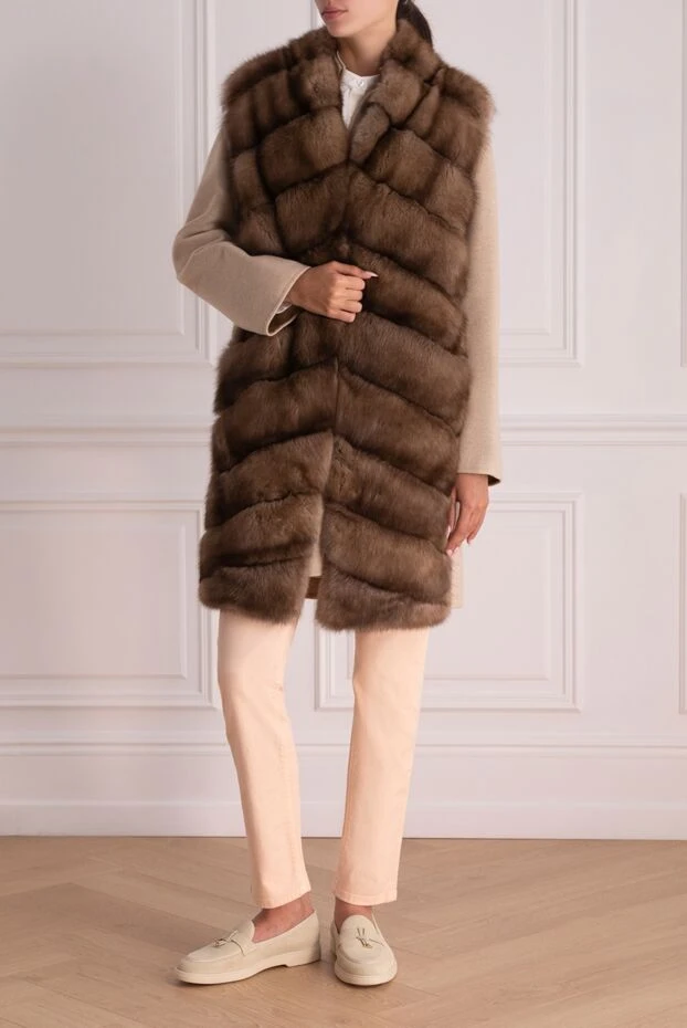 FG Furs woman women's beige sable and cashmere fur coat купить с ценами и фото 148120 - photo 2