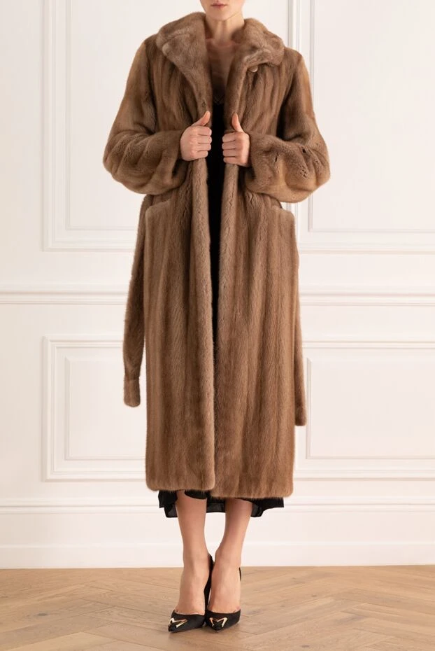 FG Furs woman women's brown natural mink fur coat купить с ценами и фото 148126 - photo 2