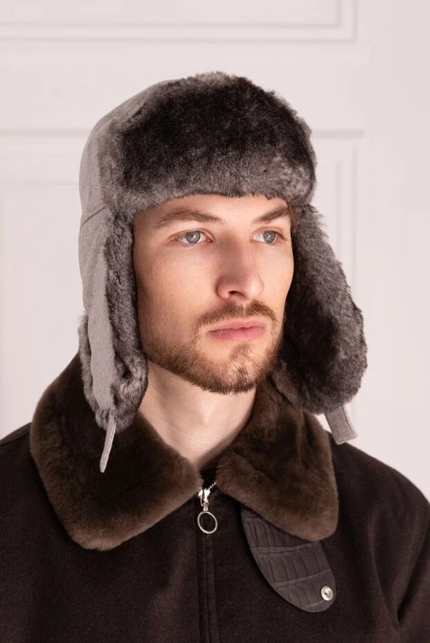 Enrico Mandelli man hat made of wool, cashmere and natural fur gray for men купить с ценами и фото 148191 - photo 2