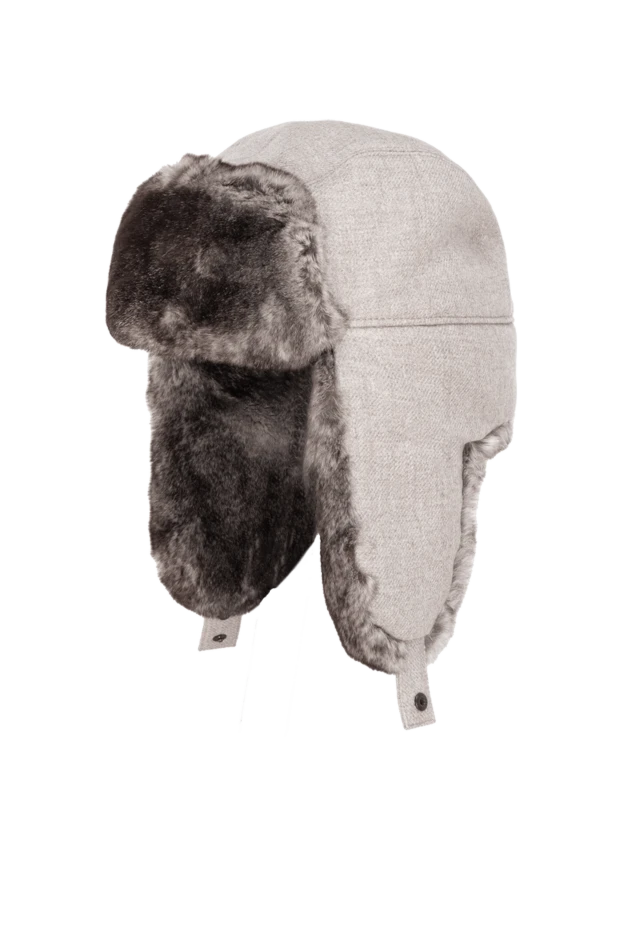 Enrico Mandelli шапка ушанка из натурального меха для сильных морозов серая

 148191 - фото 3