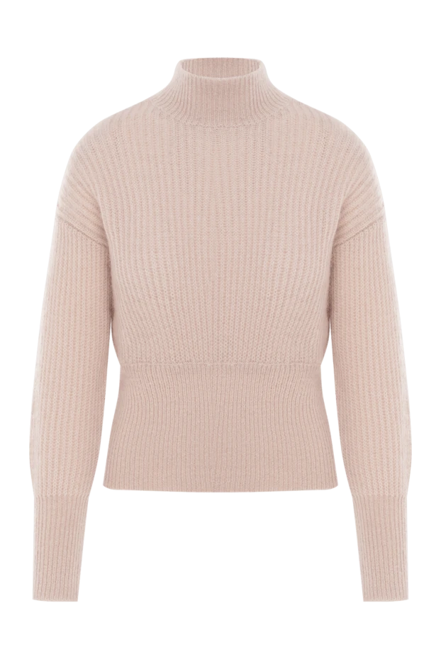 Розовый трикотажный джемпер с выразительными бантами и высокой горловиной
- фото 1