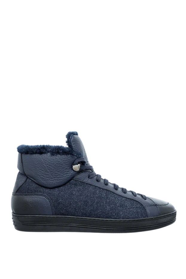 Doucal`s man leather and wool sneakers blue for men купить с ценами и фото 148259 - photo 1