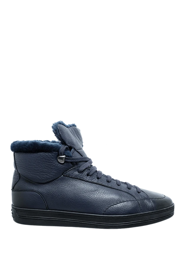 Doucal`s man blue leather sneakers for men купить с ценами и фото 148261 - photo 1