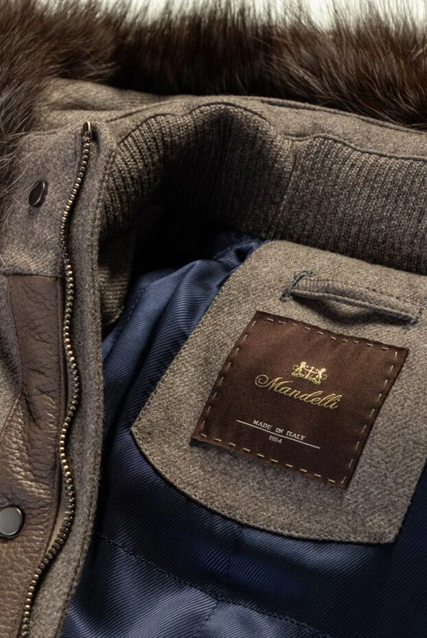 Enrico Mandelli пуховик мужской из шерсти и кашемира с мехом на капюшоне и вертикальными карманами
 148365 - фото 2