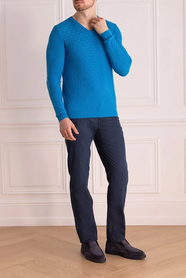 Zilli man blue cotton jeans for men купить с ценами и фото 148385 - photo 2