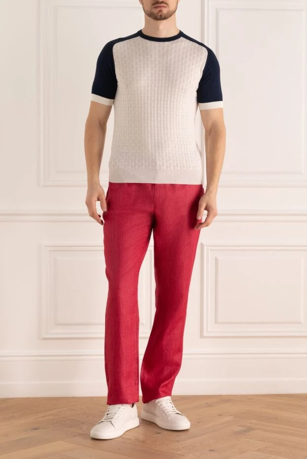 Zilli man men's red linen trousers купить с ценами и фото 148405 - photo 2