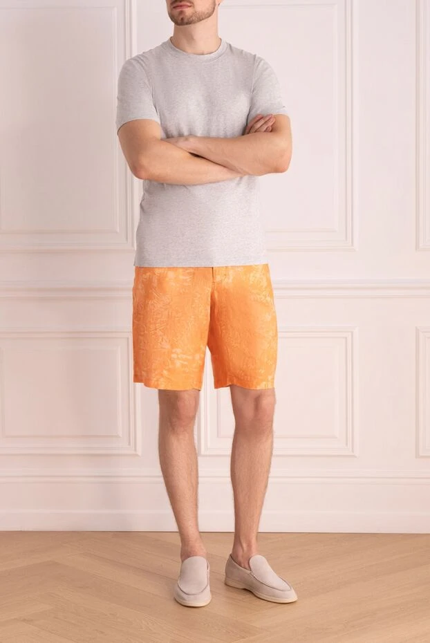 Zilli man orange linen shorts for men купить с ценами и фото 148407 - photo 2