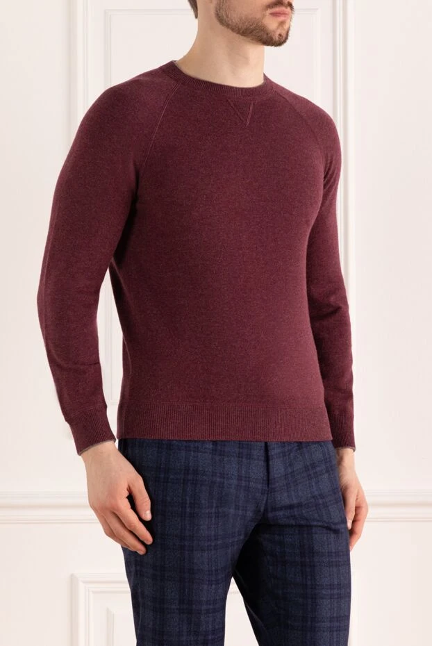 Brunello Cucinelli man wool, cashmere and silk jumper burgundy for men купить с ценами и фото 148442 - photo 2