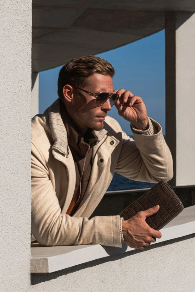 Men's clutch made of genuine alligator leather with double zipper
 - photo 2