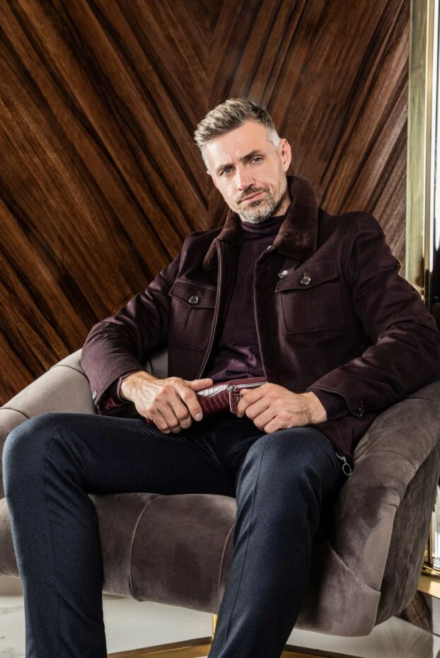 Cesare di Napoli клатч мужской из кожи аллигатора бордового цвета 148492 - фото 3