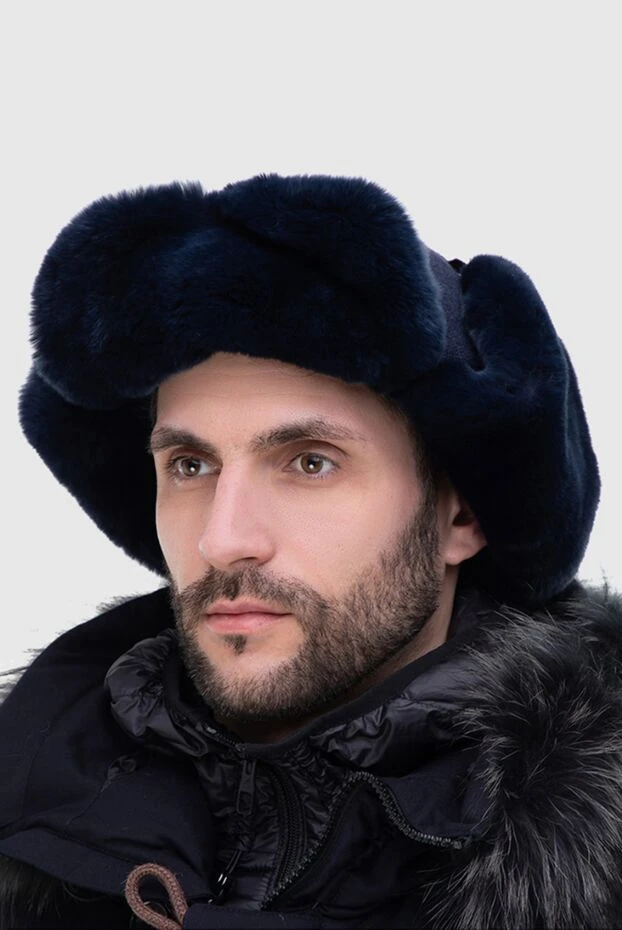 Cesare di Napoli man hat made of wool, cashmere and natural fur blue for men купить с ценами и фото 148502 - photo 2