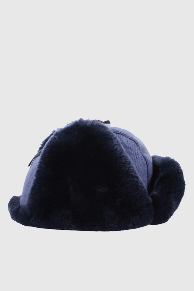 Cesare di Napoli шапка trapper с контрастным мехом синяя мужская 148503 - фото 3