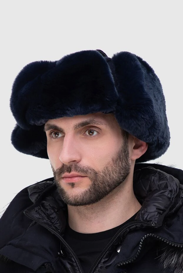 Cesare di Napoli man hat made of wool, cashmere and natural fur blue for men купить с ценами и фото 148504 - photo 2