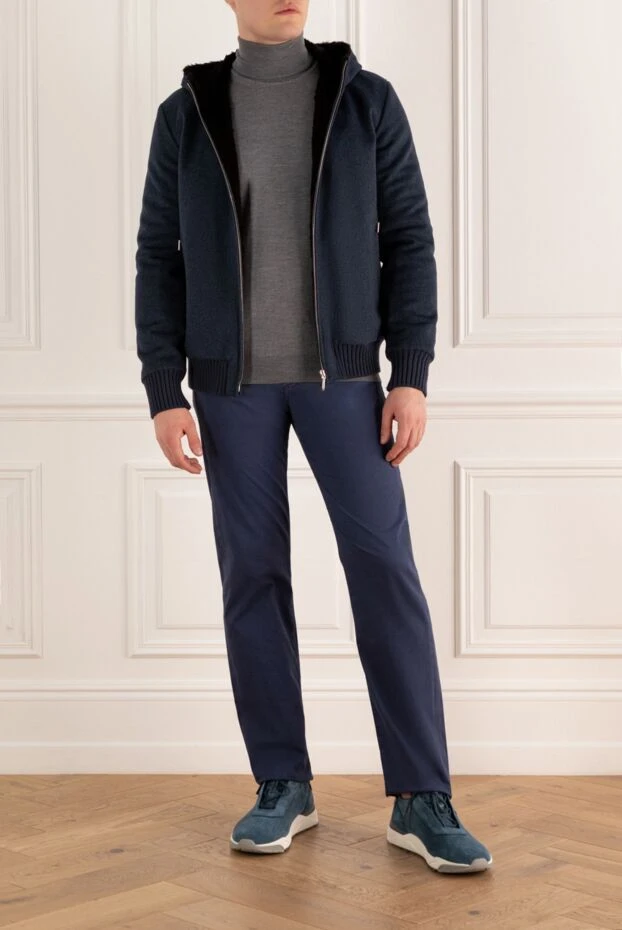 Cesare di Napoli man blue wool jacket for men купить с ценами и фото 148566 - photo 2