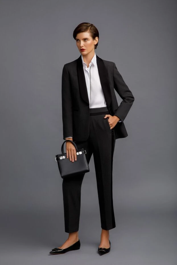 Black women's leather bag with double handles - photo 2